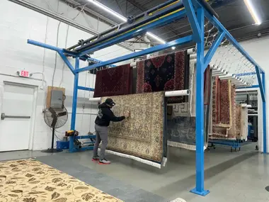 Rugs drying at our cleaning facility