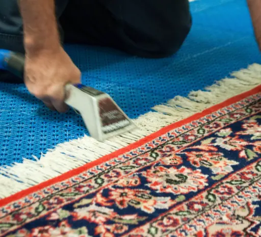 An oriental rug being cleaned by hand